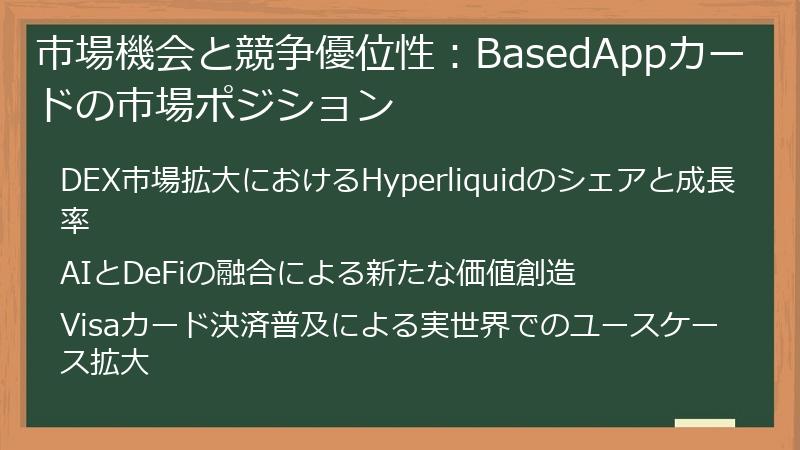 市場機会と競争優位性：BasedAppカードの市場ポジション