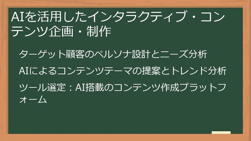 AIを活用したインタラクティブ・コンテンツ企画・制作