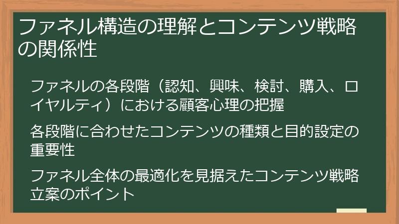 ファネル構造の理解とコンテンツ戦略の関係性