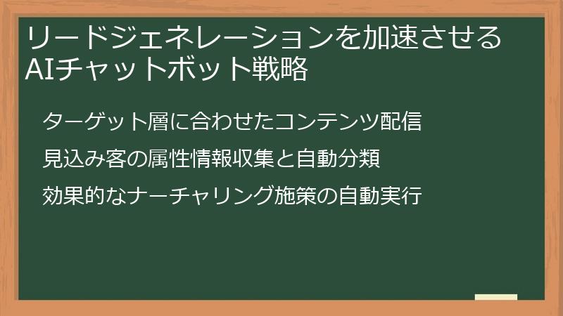 リードジェネレーションを加速させるAIチャットボット戦略