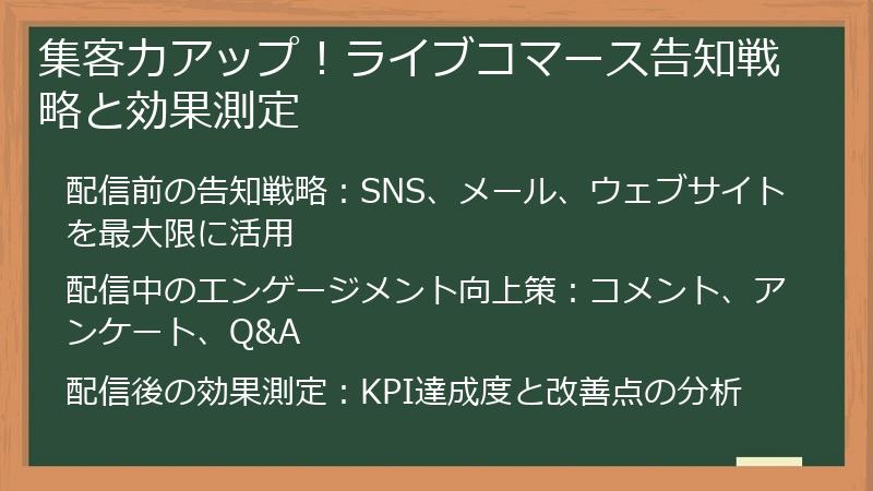 集客力アップ！ライブコマース告知戦略と効果測定
