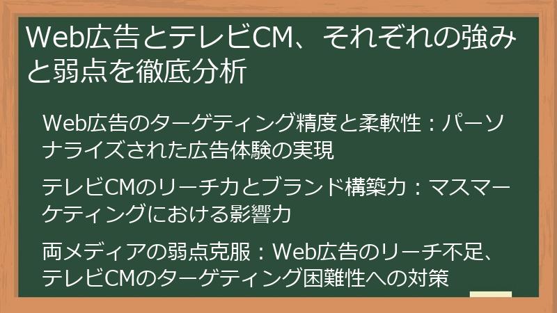 Web広告とテレビCM、それぞれの強みと弱点を徹底分析