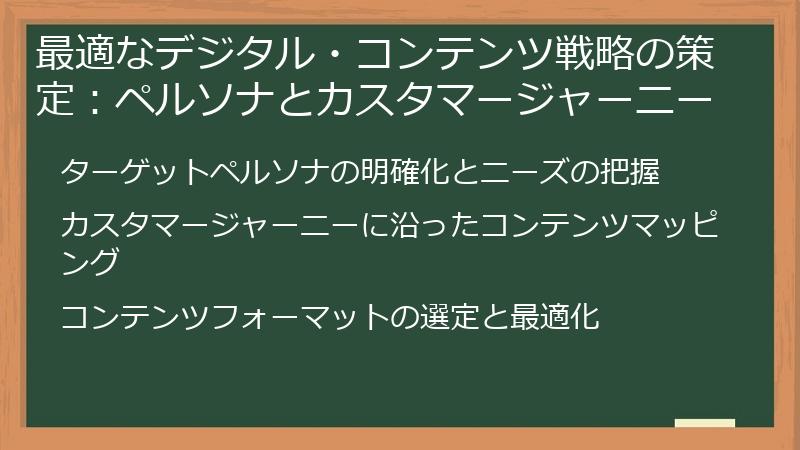 最適なデジタル・コンテンツ戦略の策定：ペルソナとカスタマージャーニー