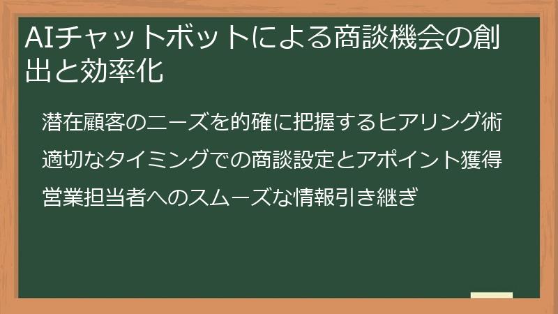 AIチャットボットによる商談機会の創出と効率化