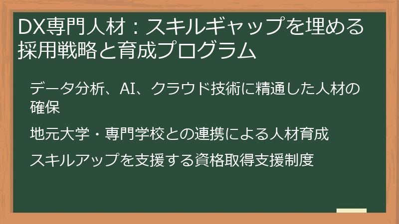 DX専門人材：スキルギャップを埋める採用戦略と育成プログラム