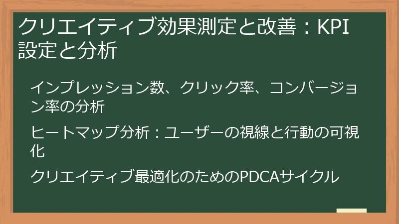 クリエイティブ効果測定と改善：KPI設定と分析