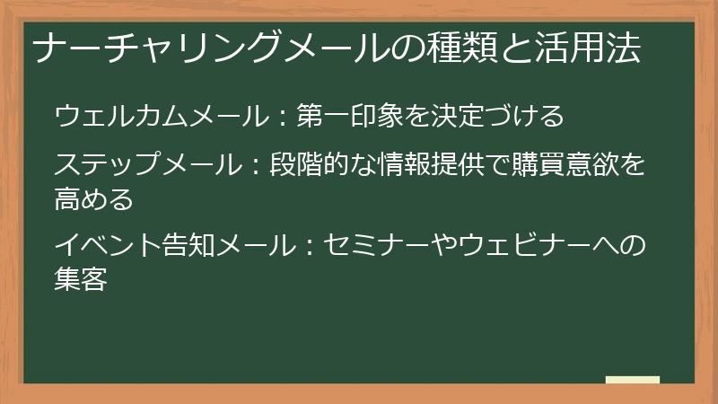 ナーチャリングメールの種類と活用法