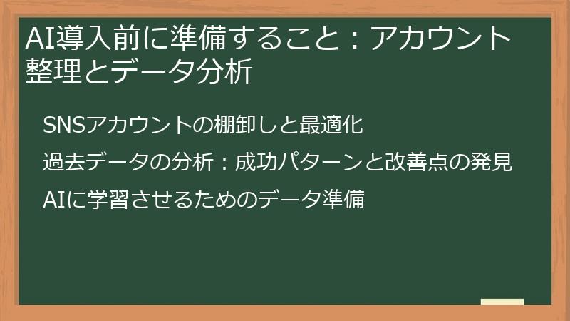 AI導入前に準備すること：アカウント整理とデータ分析