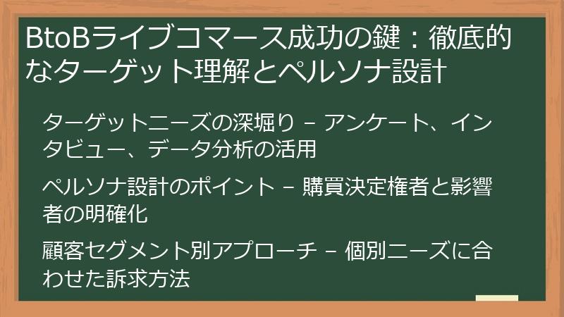 BtoBライブコマース成功の鍵：徹底的なターゲット理解とペルソナ設計