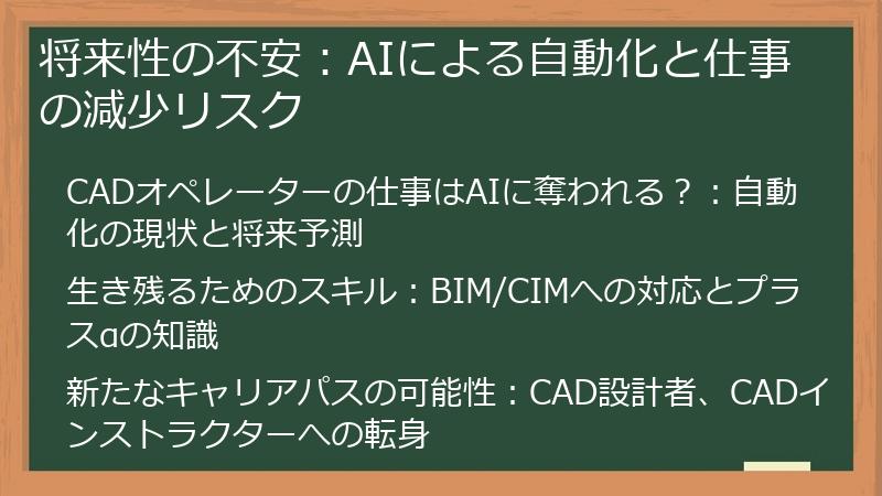 将来性の不安：AIによる自動化と仕事の減少リスク