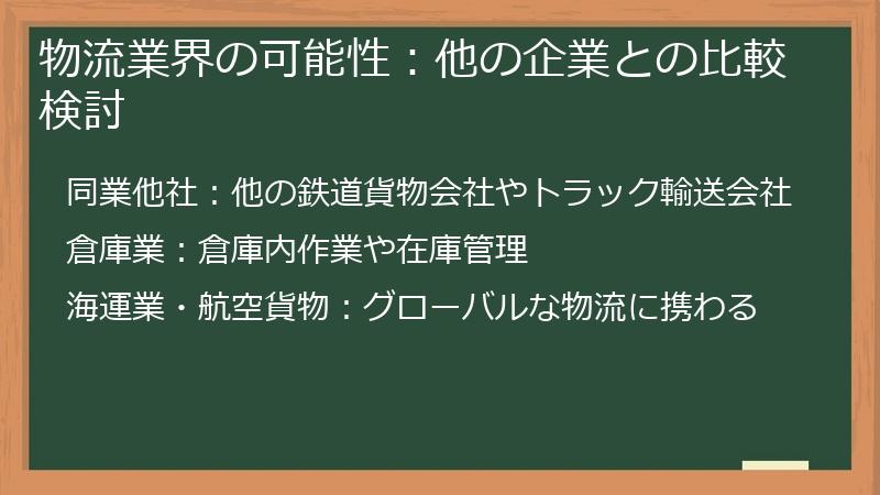 物流業界の可能性：他の企業との比較検討