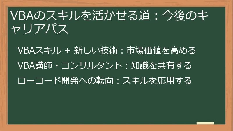 VBAのスキルを活かせる道：今後のキャリアパス
