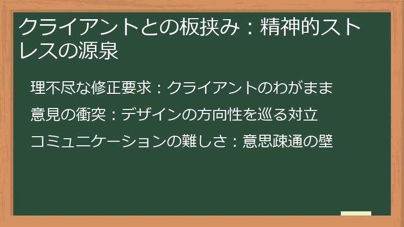 クライアントとの板挟み：精神的ストレスの源泉