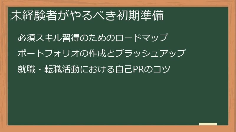 未経験者がやるべき初期準備