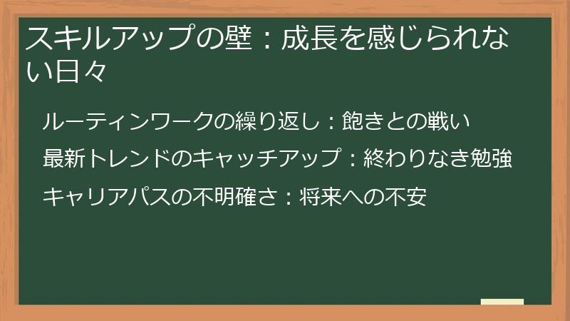 スキルアップの壁：成長を感じられない日々
