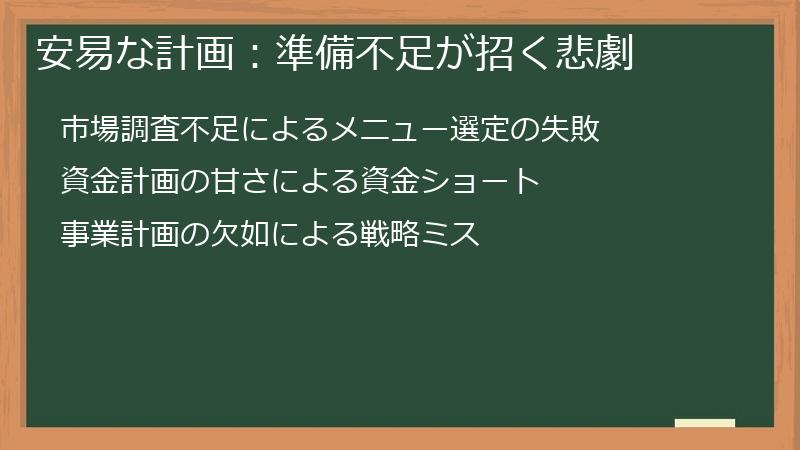安易な計画：準備不足が招く悲劇