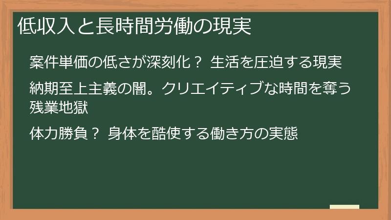 低収入と長時間労働の現実