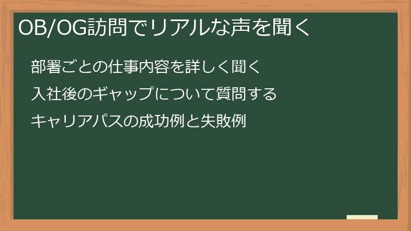 OB/OG訪問でリアルな声を聞く