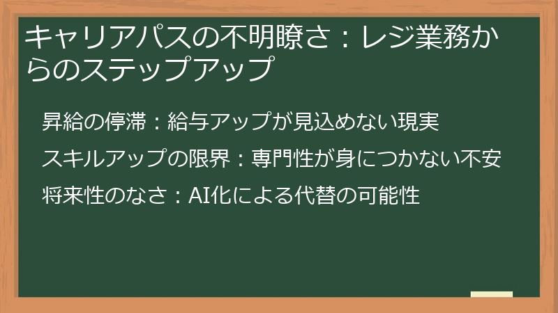キャリアパスの不明瞭さ：レジ業務からのステップアップ
