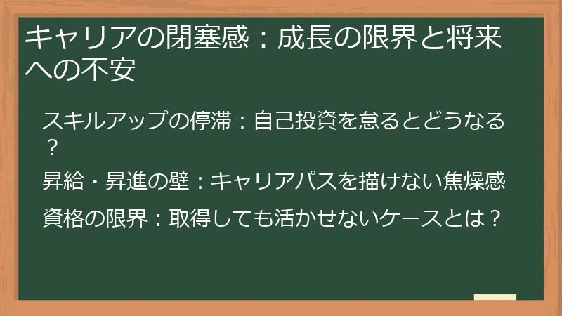 キャリアの閉塞感：成長の限界と将来への不安