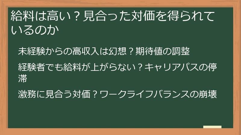給料は高い？見合った対価を得られているのか