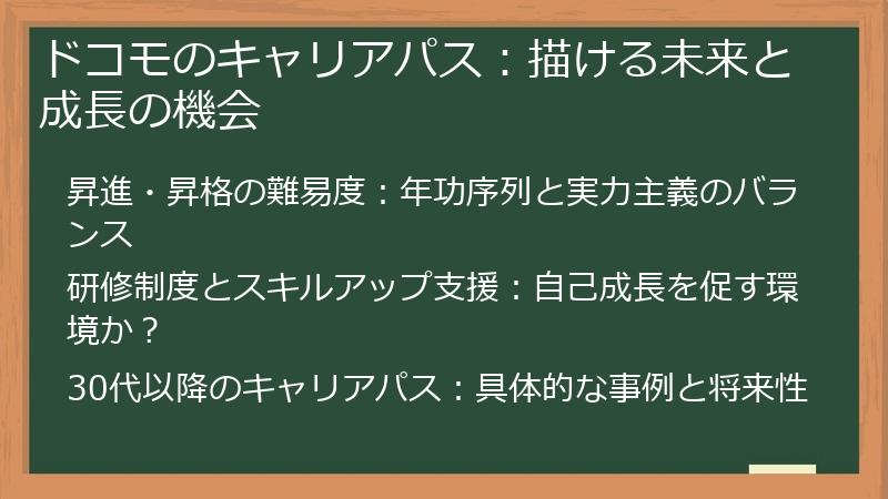 ドコモのキャリアパス：描ける未来と成長の機会