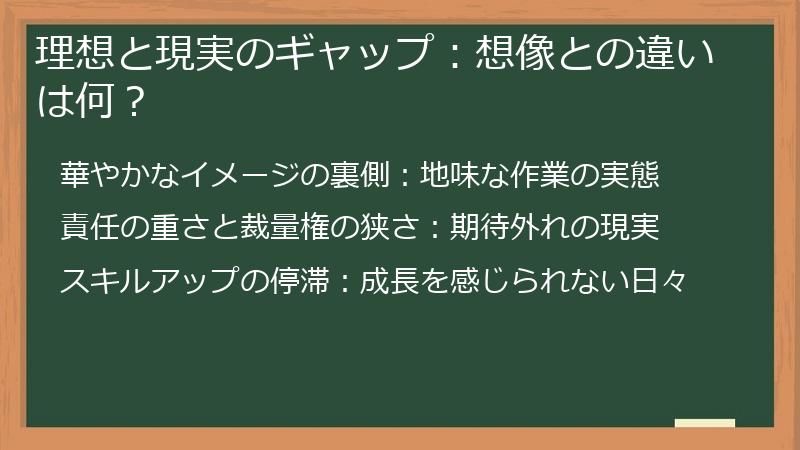 理想と現実のギャップ：想像との違いは何？