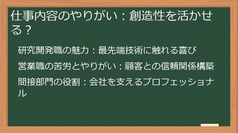 仕事内容のやりがい：創造性を活かせる？
