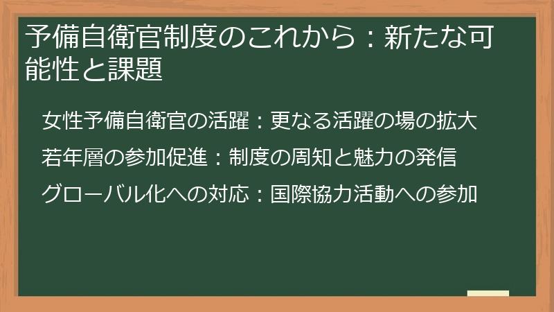 予備自衛官制度のこれから:新たな可能性と課題