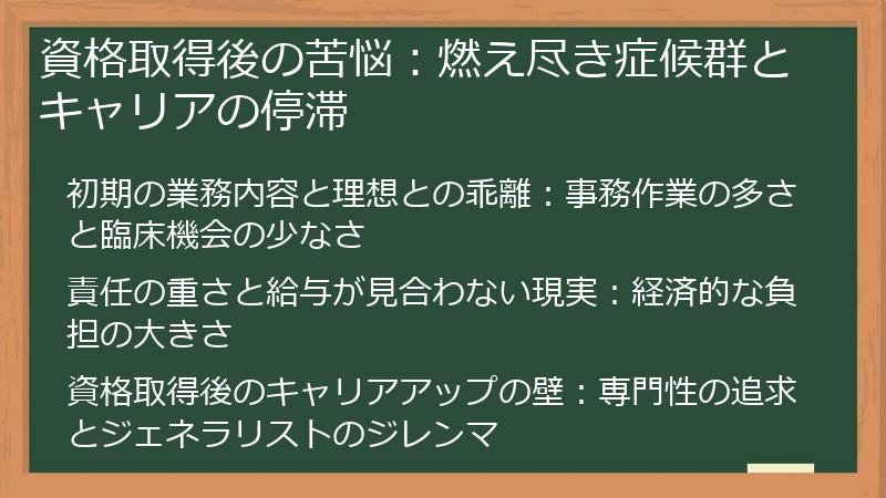 資格取得後の苦悩：燃え尽き症候群とキャリアの停滞