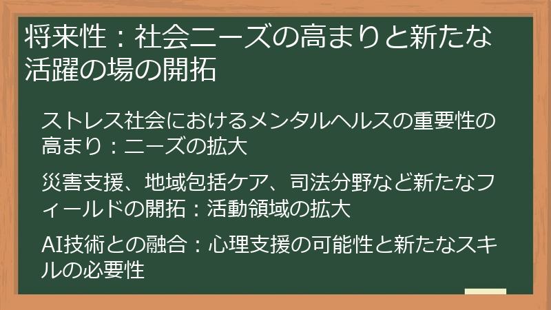 将来性：社会ニーズの高まりと新たな活躍の場の開拓