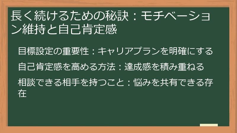 長く続けるための秘訣:モチベーション維持と自己肯定感