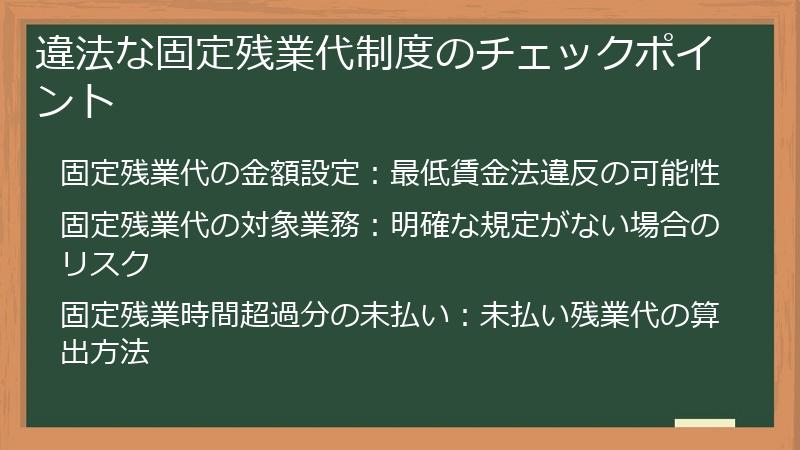 違法な固定残業代制度のチェックポイント