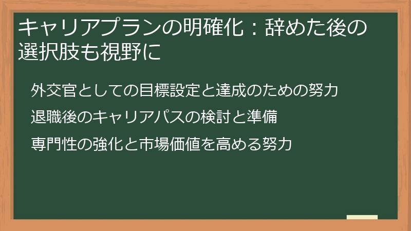 キャリアプランの明確化:辞めた後の選択肢も視野に