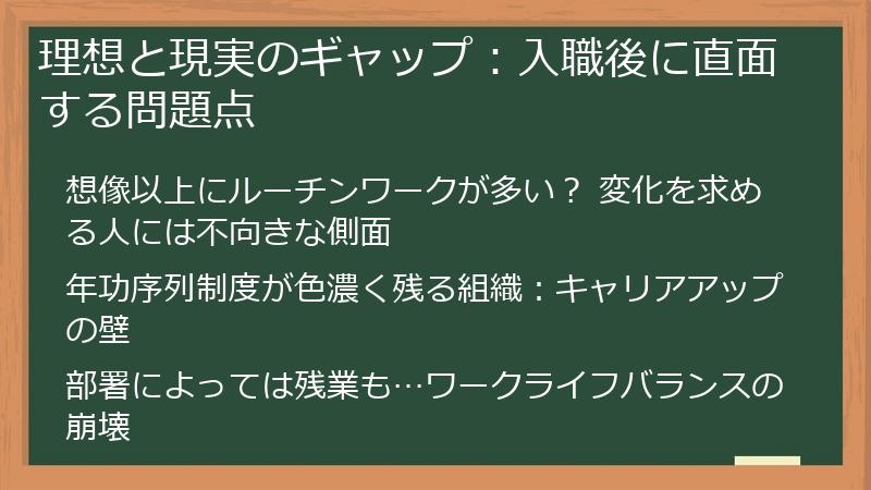 理想と現実のギャップ：入職後に直面する問題点