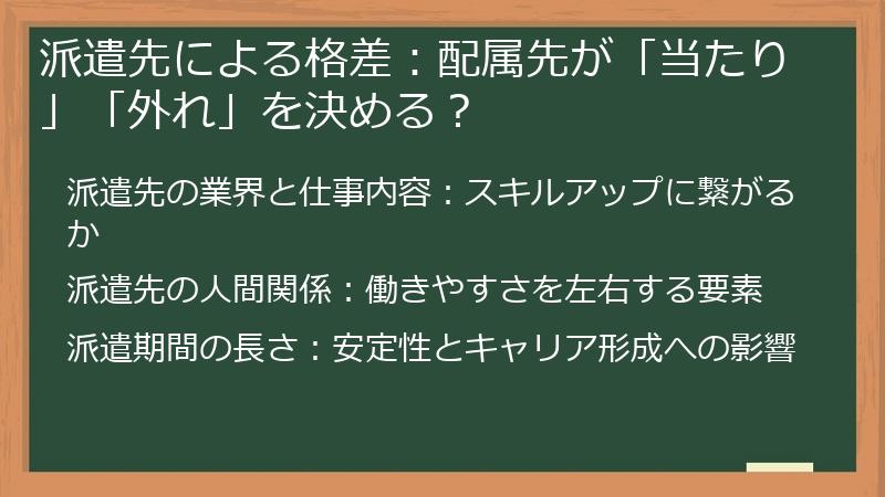 派遣先による格差：配属先が「当たり」「外れ」を決める？