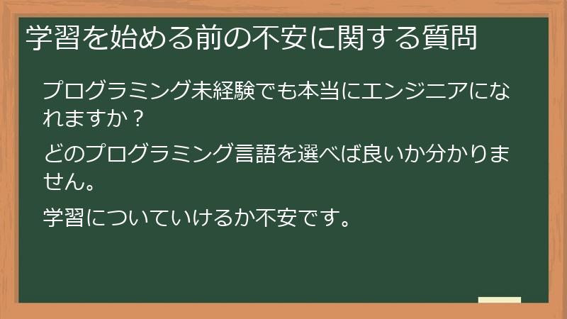 学習を始める前の不安に関する質問