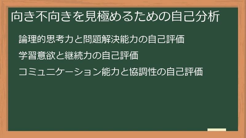 向き不向きを見極めるための自己分析