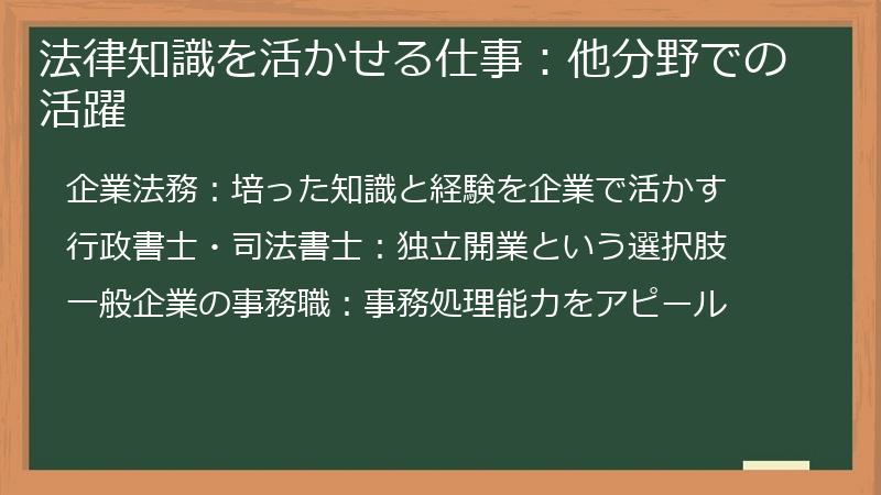 法律知識を活かせる仕事：他分野での活躍