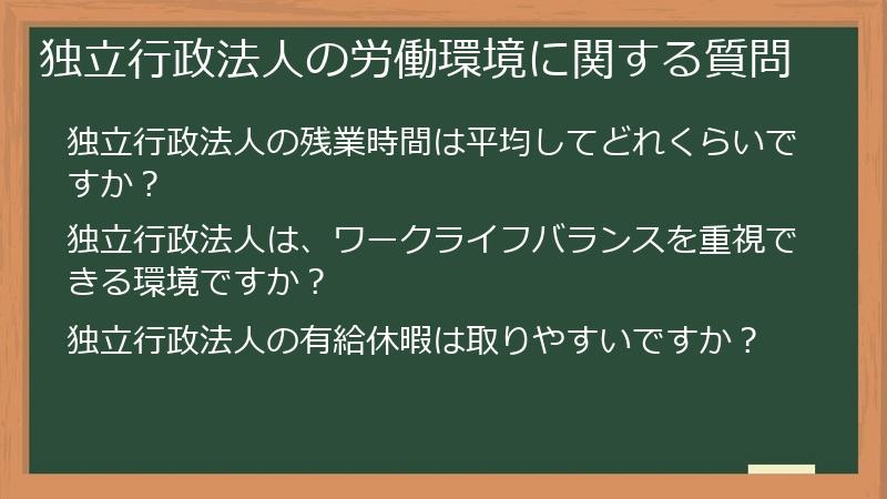 独立行政法人の労働環境に関する質問