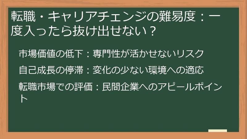 転職・キャリアチェンジの難易度：一度入ったら抜け出せない？