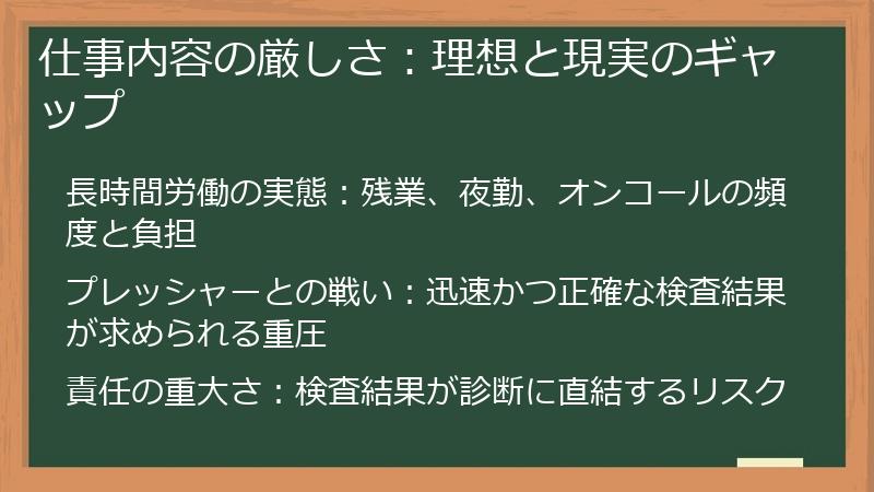 仕事内容の厳しさ：理想と現実のギャップ