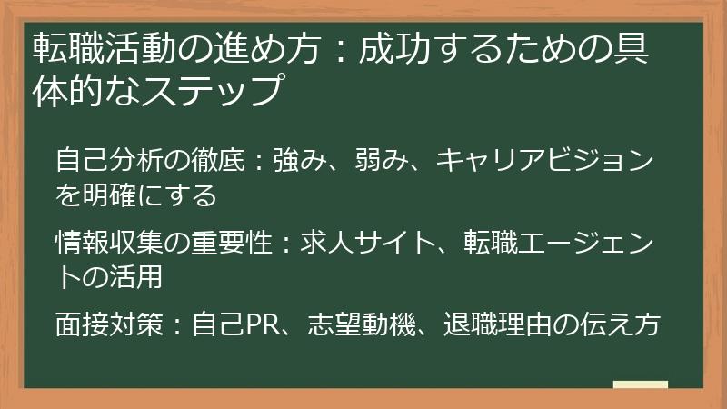 転職活動の進め方：成功するための具体的なステップ