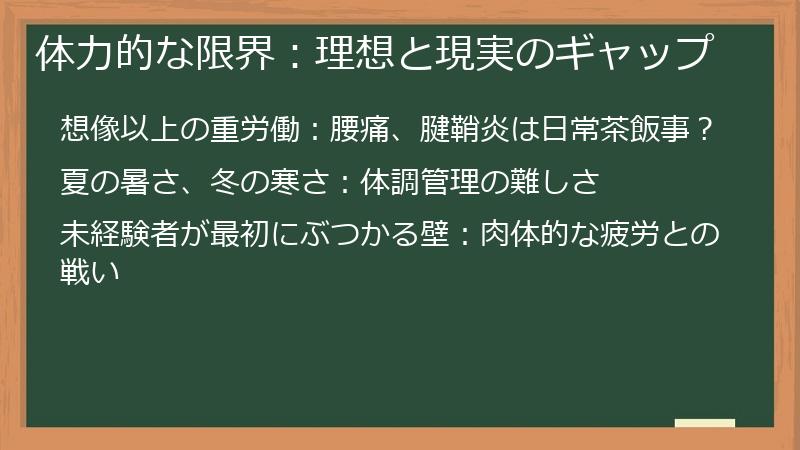 体力的な限界：理想と現実のギャップ