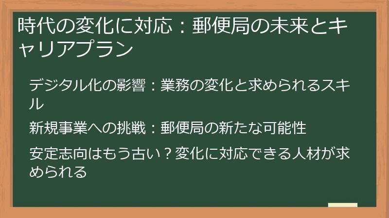 時代の変化に対応：郵便局の未来とキャリアプラン