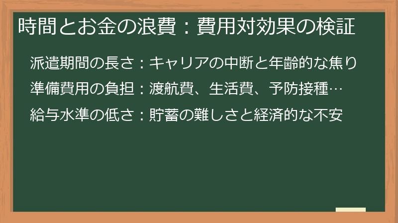 時間とお金の浪費：費用対効果の検証